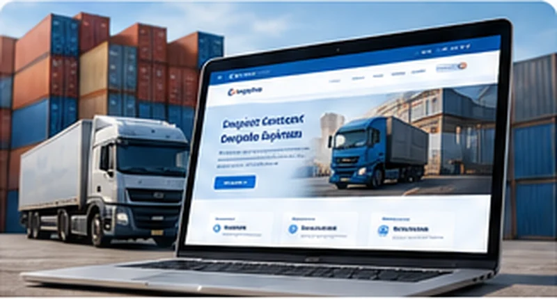 Konsep website cargo dan logistik pada layar laptop