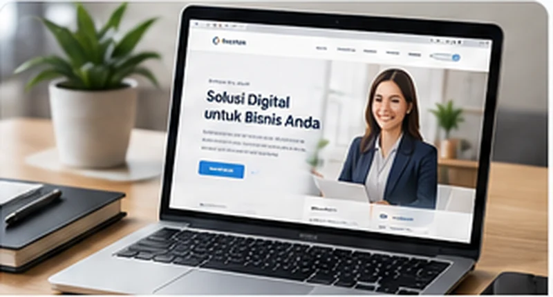 Konsep website bisnis profesional ditampilkan pada laptop